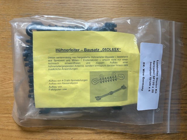 Ladderline Starter Kit,  Insulator, IS120 x3,  Spreader SP120 x20, DX-Wire Germany, NOS