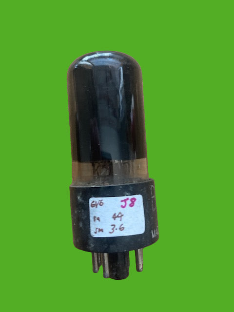 6V6GT, BRIMAR, BLACK GLASS, BLACK BASE WITH WHITE PRINT, 4J9 422, STC FOOTSCRAY OCTOBER 1959 PRODUCTION , 6V6