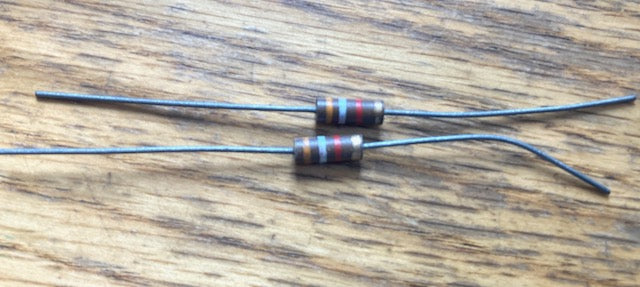 Allen Bradley, Morganite, Carbon composite resistor, Type S, 0.5W 10%, VARIOUS VALUES