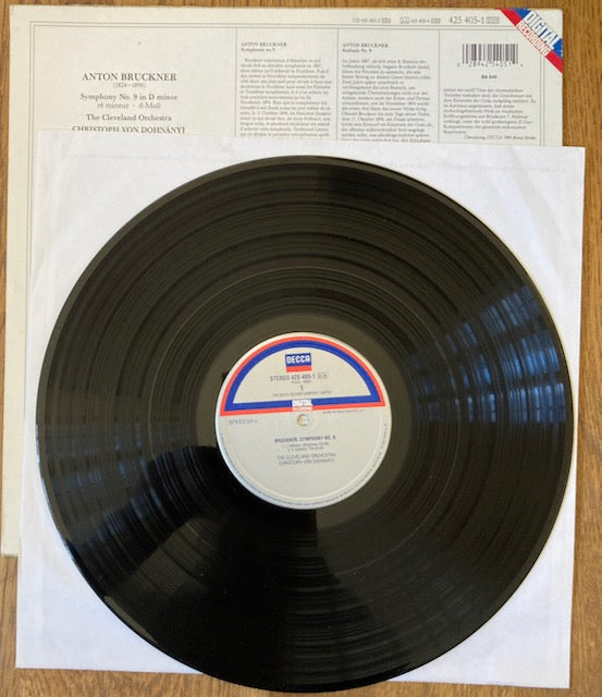 BRUCKNER, SYMPHONY NO.9, THE CLEVELAND ORCHESTRA, CHRISTOPH VON DOHNANYI, 1989, DECCA, VINYL, LP, VG+/VG+ 425 405-1 FREE UK POST