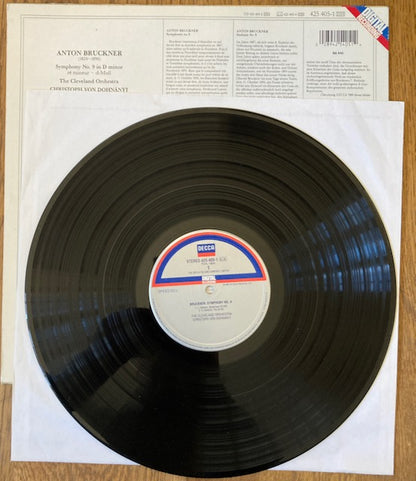 BRUCKNER, SYMPHONY NO.9, THE CLEVELAND ORCHESTRA, CHRISTOPH VON DOHNANYI, 1989, DECCA, VINYL, LP, VG+/VG+ 425 405-1 FREE UK POST