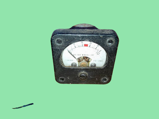 DEJUR, MODEL 131, MOVING COIL METER, SCALED 0 - 10, DSD = 2mA, APPROX 42 X 42mm , 50R 