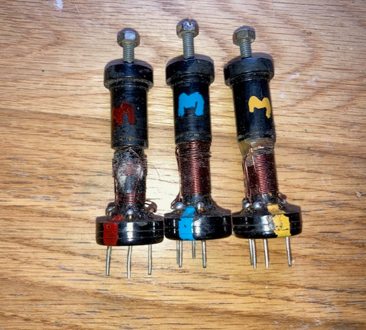 B9A BASED, IFT COIL SET, RED, YELLOW, BLUE, SET OF 3