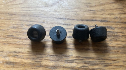Set of 4X, rubber feet, Black, c/w screws, 16mm dia.,  10mm high, NOS 