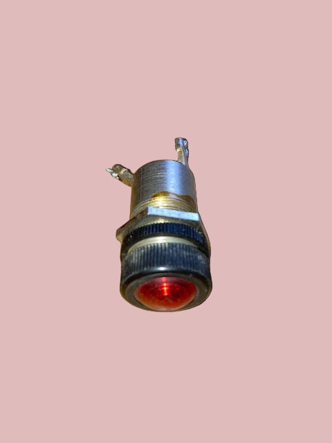 BULGIN, D420, SIGNAL BUSH, SIGNAL LAMP, RED GLASS LENS, 19mm BODY DIA , CAST BASE, EX EQUIPT