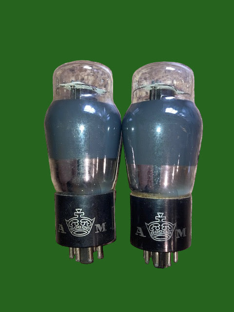 6V6G, SYLVANIA, MATCHED PAIR,  AIR MINISTRY, 110E/90, SAME FACTORY CODE 2F, JUNE 1942 WW2 PRODUCTION, 6V6