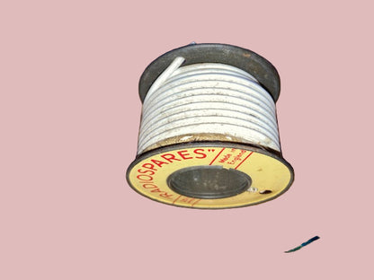RS, RADIOSPARES, WHITE, STRANDED WIRE, 36 FT, 2 INS DIA TIN REEL, PART USED AS SHOWN&nbsp;