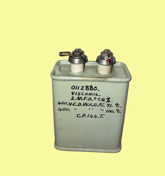 TCC,  VISCONOL, PAPER IN OIL, PIO, PAPER BLOCK CAPACITOR, 2uF @ 600V