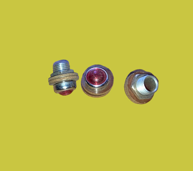 ARCOLECTRIC, CHROME BEZEL, RED LENS,  SIGNAL LAMP, CHASSIS BUSH MOUNT, 12mm 