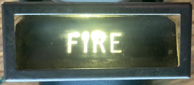 BULGIN, D721/FIRE, SPECIAL DUTY, LEGEND SIGNAL LAMP, CHROME BEZEL 45 X 19mm