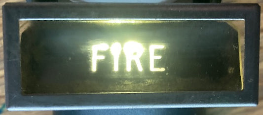 BULGIN, D721/FIRE, SPECIAL DUTY, LEGEND SIGNAL LAMP, CHROME BEZEL 45 X 19mm