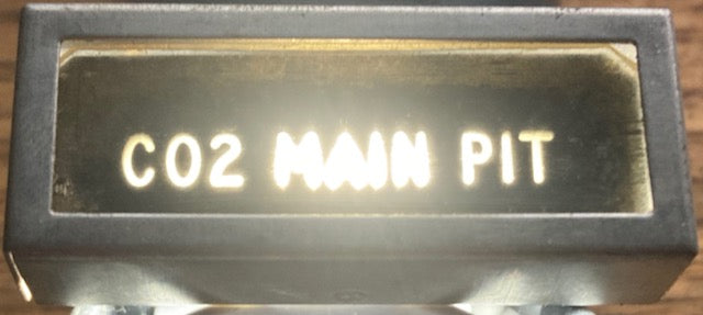 BULGIN, D721/CO2 MAIN PIT, SPECIAL DUTY, LEGEND SIGNAL LAMP, CHROME BEZEL 45 X 19mm