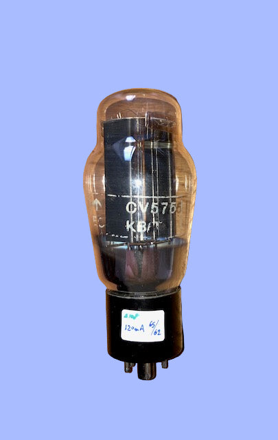 CV575, Military Spec 5U4G, British Tungsram, 5 Rib Smooth Charcoal T Shaped Plate, D Bar Getter, , Tottenham March 1949 Production, 5U4