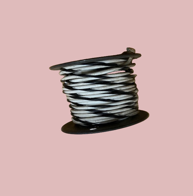 RS, RADIOSPARES, STANDARD STRANDED CABLE, BLACK/WHITE STRIPED, 36 FT, 2 INS DIA TIN REEL, 