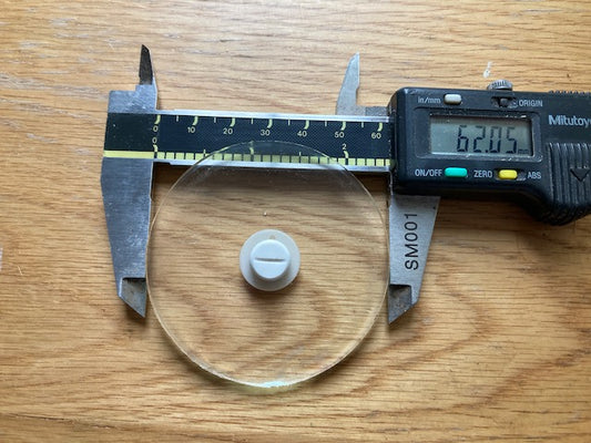 Moving Coil Meter Glass with Centre Adjuster, 62mm Dia., 