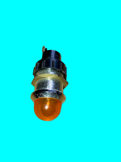 ARCOLECTRIC, CHROME BEZEL,  AMBER LENS, 19mm DIA  CAST LONG BODY,SIGNAL LAMP, EX EQUIPT