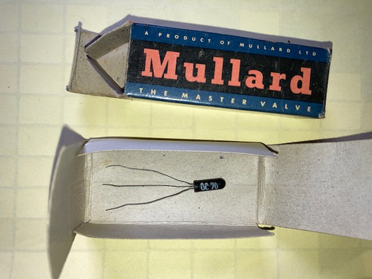 OC70, CV5457, MULLARD, BLACK GLASS, GERMANIUM TRANSISTOR, BOXED