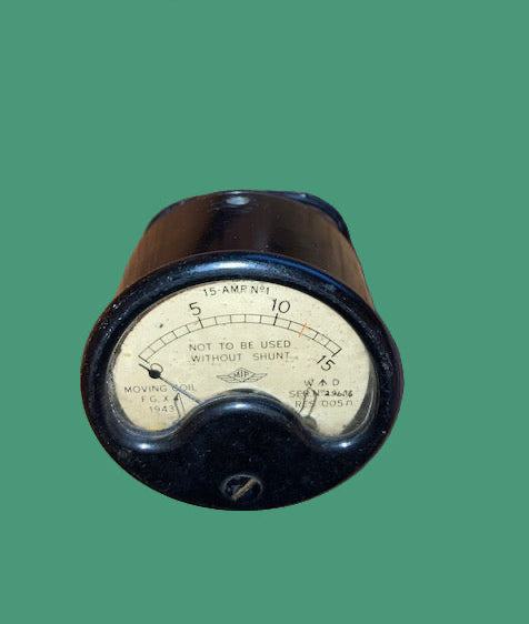 Ammeter DC2, 15A, Military, Moving Coil Meter, c/w Shunt, ZA0148, Dated 1943
