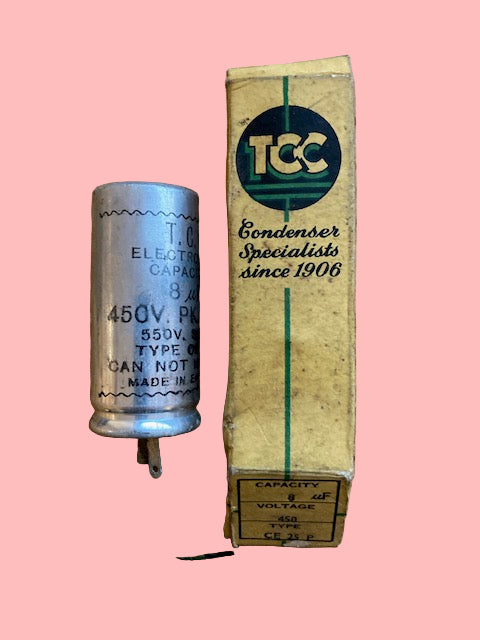 TCC, ELECTROLYTIC, RADIAL, CAPACITOR, TYPE CP25P, BOXED,  8uF @ 450V