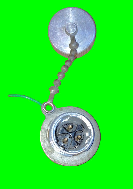 Pattern 104,  Plessey, Mk 4, FIXED, 3 way Plug, 3 Male Pins, Larkspur, Clansman, Power Socket, With End Cap, EX EQUIPT 