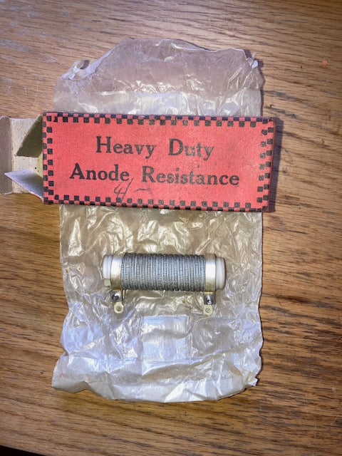 HEAVY DUTY ANODE RESISTANCE, BULGIN, WIRE WOUND RESISTOR,7500 OHM, 7K5, NOS BOXED 1933 