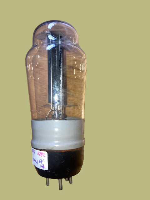 5U4G, GEC, 10E/373, U52,BLACK BASE, WITH BROKEN SPIGOT,  HAMMERSMITH PRODUCTION FOR AIR MINISTRY with ENVELOPE OVERCAP SLEEVE, VT-244, 5U4G, 5U4 