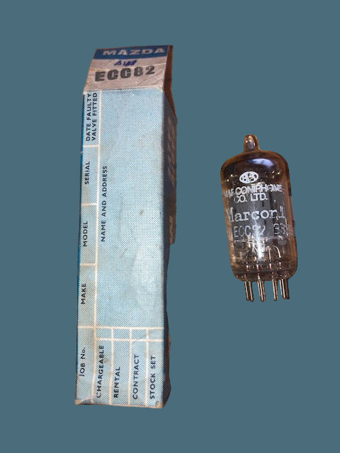 ECC82, MARCONI,  WHITE PRINT, Gf6 ⊿ 5H4, HEERLEN AUGUST 1964 MANUFACTURE