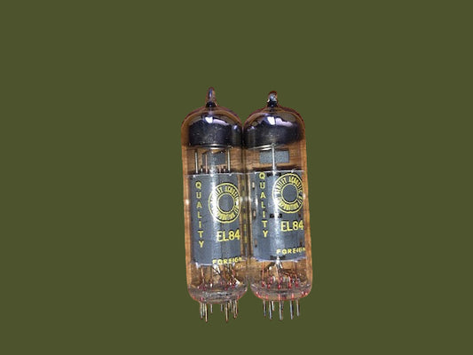EL84, BENTLEY ACOUSTICS, YELLOW PRINT, BOXED PAIR NOS, 1970s PRODUCTION,