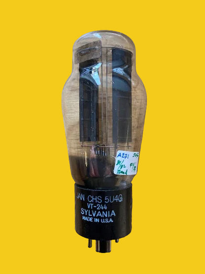 5U4G, SYLVANIA ,5 RIB ,CHARCOAL ANODE, JAN, VT-244 5U4 3K, 1943 PRODUCTION