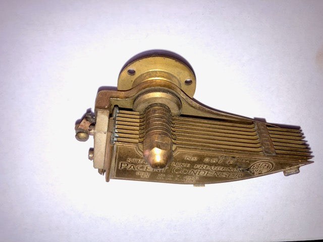PACENT, BRASS, VARIABLE CONDENSER, 350 MMFD, VARIABLE CAPACITOR, 1926