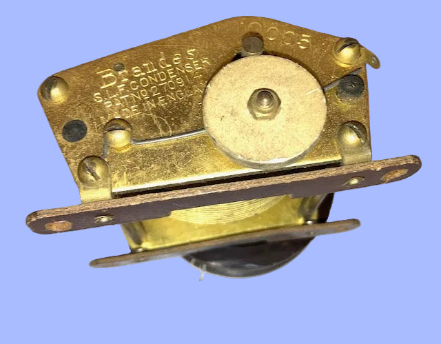 BRANDES, BRASS, VARIABLE CONDENSER, .0005 MMFD, VARIABLE CAPACITOR, C/W BROWN BAKELITE DRUM TUNING KNOB, 1927