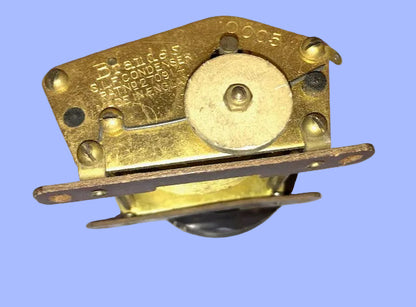 BRANDES, BRASS, VARIABLE CONDENSER, .0005 MMFD, VARIABLE CAPACITOR, C/W BROWN BAKELITE DRUM TUNING KNOB, 1927