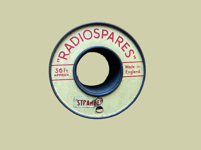 RS, RADIOSPARES, PINK/BLACK, STRANDED WIRE, 36 FT, 2 INS DIA TIN REEL,