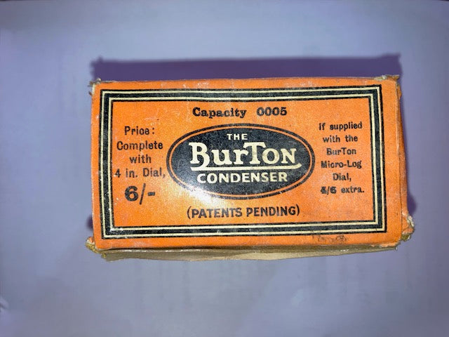 BURTON, VARIABLE CONDENSER, 0005uuF, NEW BOXED, 1929,