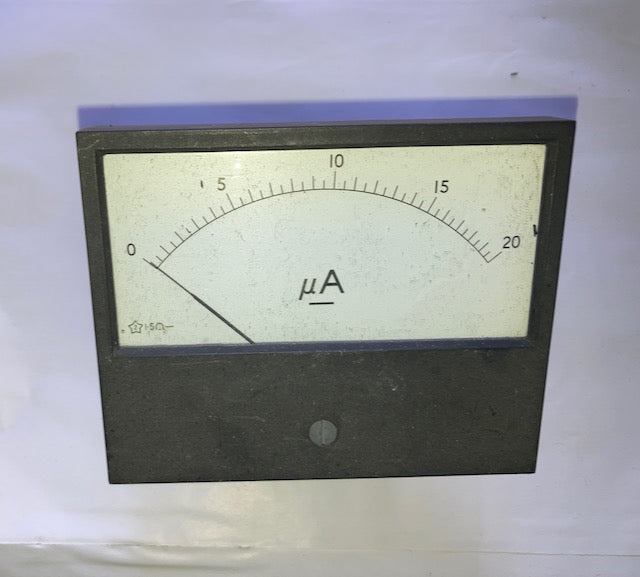 Sangamo, moving coil meter,  93 x  75mm, Scaled 0 - 20uA, FSD = 20uA DC, 