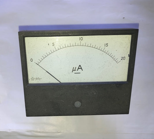 Sangamo, moving coil meter,  93 x  75mm, Scaled 0 - 20uA, FSD = 20uA DC, 