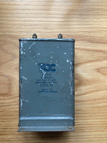 TCC, VISCONOL, PAPER IN OIL, PIO, PAPER BLOCK CAPACITORS, CERAMIC TERMINAL, 8uF @ 600V