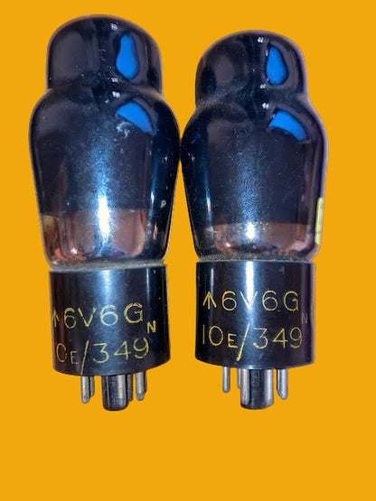 6V6G, BRIMAR, MATCHED PAIR, AIR MINISTRY, 10E/349, ORANGE BASE PRINT, MILITARY WW2 PRODUCTION, 6V6