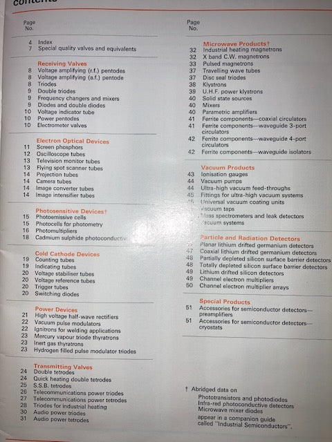 MULLARD, INDUSTRIAL VALVES, DATABOOK, GUIDE, A4 SIZE, 1968, 