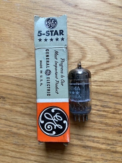 5814A GE 'D' GETTER TRIPLE MICA BLACK PLATE NOS VALVE 