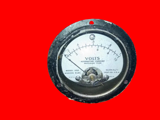 Marion Electric, Model HS2, Moving coil meter,68mm Dia, Sealed Case, Scaled 0-1/0-10 Volts,