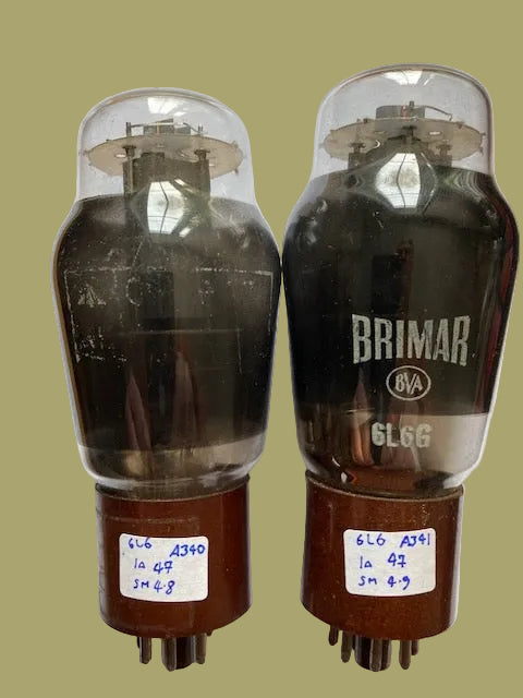 6L6G, BRIMAR, GREY GLASS, BROWN BASE, MATCHED PAIR, UK MADE