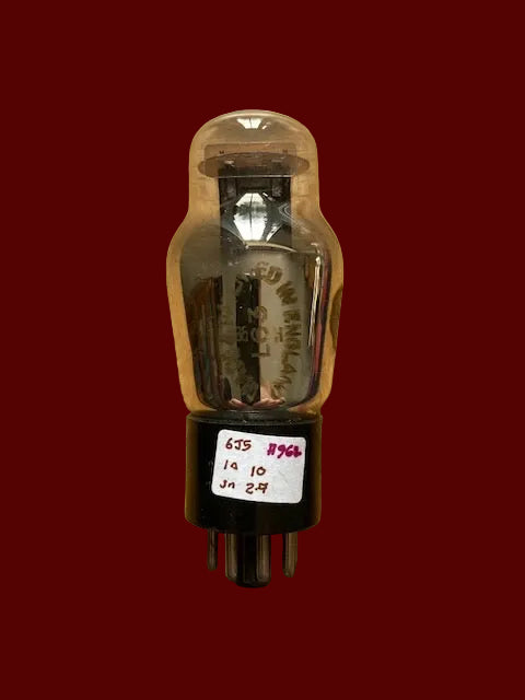 L63, OSRAM, CLEAR GLASS, 10E/348,  6J5G, CV1067,  HAMMERSMITH, ETCHED ELLIPTICAL  CARTOUCHE, LARGE DECAL,  WARTIME PRODUCTION 