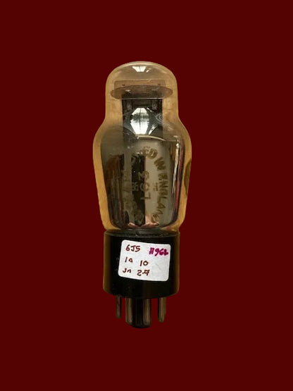 L63, OSRAM, CLEAR GLASS, 10E/348,  6J5G, CV1067,  HAMMERSMITH, ETCHED ELLIPTICAL  CARTOUCHE, LARGE DECAL,  WARTIME PRODUCTION 