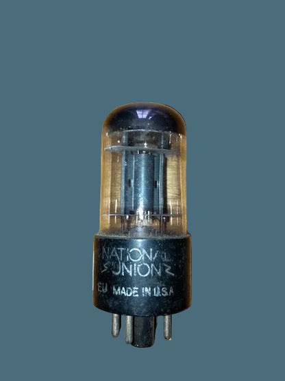 6J5GT, NATIONAL UNION, CLEAR GLASS, BLACK TOTEM PLATE, 1945 LANSDALE MANUFACTURE