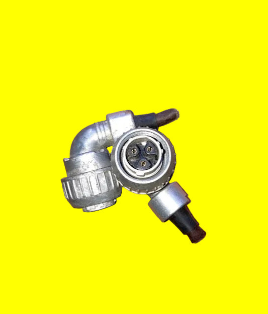 Pattern 104,  Plessey, Mk 4, Aluminium Small Free Socket, Rt Angle, Cable Mount, 15mm fitting, 3 way female pins,  Aluminium Mk IV,  Larkspur, Power Socket, Ex Equipt