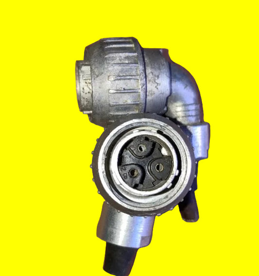 Pattern 104,  Plessey, Mk 4, Aluminium Small Free Socket, Rt Angle, Cable Mount, 15mm fitting, 3 way female pins,  Aluminium Mk IV,  Larkspur, Power Socket, Ex Equipt