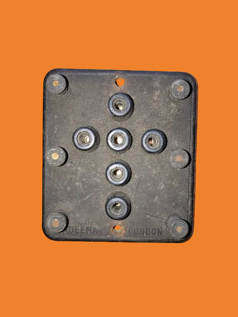 DEEMARK, BAKELITE, 6 PIN, CROSS, COIL BASE, FOR DEEMARK ECLIPSE COILS AND OTHER 6 PIN PLUG IN TYPES