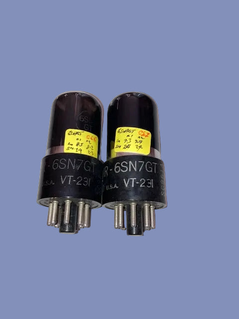 6SN7GT, KEN-RAD, MATCHED PAIR, VT-231, GREY GLASS, FAT BASE, BOTTOM GETTER FLASH, 1940S PRODUCTION, 6SN7
