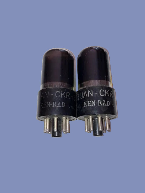 6SN7GT, KEN-RAD, MATCHED PAIR, VT-231, GREY GLASS, FAT BASE, BOTTOM GETTER FLASH, 1940S PRODUCTION, 6SN7